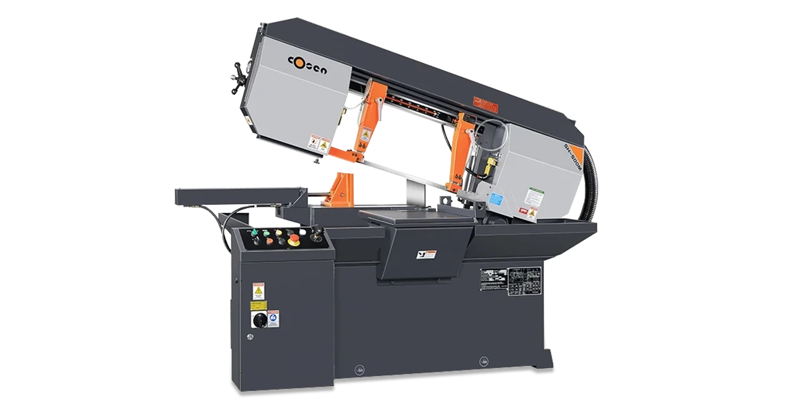 Sierra de cinta ingleteadora semiautomática horizontal tipo tijera